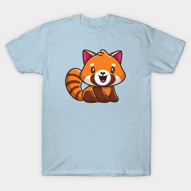 Cute Red Panda Sitting Cartoon T-Shirt by Catalyst Labs
